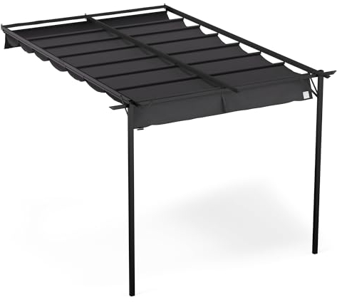 blumfeldt Pabellón de jardín Pantheon 3x4 m, de Pared - tejado de poliéster Impermeable con Revestimiento de PA, Robusto Bastidor de Acero con Recubrimiento de Polvo, Gris Oscuro