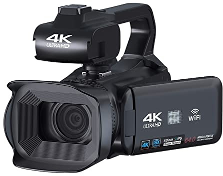 nmbhus Full 4K UHD 60FPS Videocámara Vintage For Transmisión En Vivo Vlog 18X 64MP Cámara De Video Grabadora Digital Pantalla Giratoria De 4 (with 256G,Only Camcorder)