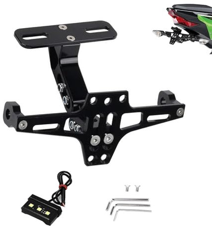 Motorcycle License Plate Bracket, Motorbike Number Plate Holder, Tail Tidy Motorbike, Motorcycle Centre Mount License Plate Bracket, Adjustable License Plate Holder, Tail Tidy Motorbike with LED Light