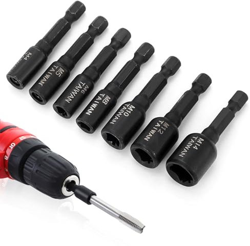 Secretary 7 Pezzi Bussole Avvitatore, Driver Codolo Esagonale, Adattatori Maschiatura, Attacco Esagonale Inserti Avvitatore, Asta Esagonale Adattatore Boccola, Adatto per Trapani Elettrici A Mano