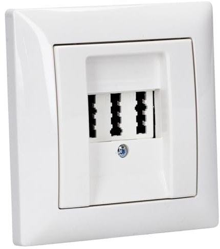 Busch-Jaeger Balance SI Set: 1x Rutenbeck Anschlußdose TAE 3x6 NFN Up0 rw mit Zentralscheibe + 1x 1721-914 1-fach Rahmen Alpinweiß