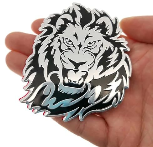 Metal Lion Head Logo Autocollant Emblème Badge Autocollant Voiture 7x7cm