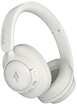 1MORE Auriculares Bluetooth Over-Ear, Cascos con Cancelación Activa de Ruido Híbrida y Audio de Alta Resolución, Auriculares On-Ear, Modo con Cable Disponible, Conexión Multipunto, 90H (Blanco)