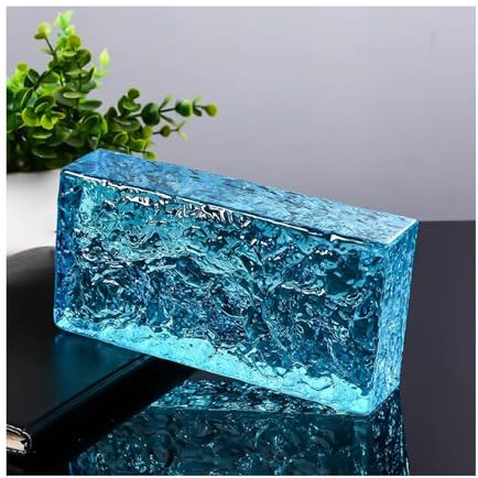 ZNQNDSR Bloc De Verre Transparent Rectangulaire, Brique De Cristal Solide À Haute Transmittance pour La Décoration De Chambres, De Bureaux Et D'hôtels(Blue)