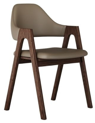 Matbordsstolar, Massivträstolar i kinesisk stil med mjukt stoppat ryggstöd for hem/hotell(Khaki)