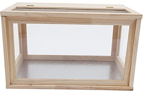 UKCOCO Casa De Madera para Hámster con Diseño Transparente Escondite Ventilado para Pequeños Roedores Refugio Seguro y Cómodo para Dormir y Jugar Terrario Pequeño