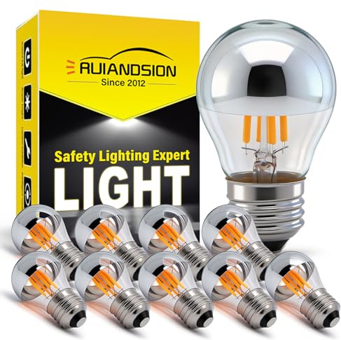 Ruiandsion Confezione da 10 Lampada LED a Filamento Dimmabile G45 Corona d'Argento in Serie, E27/E26 4W 2700K Bianco Caldo, Equivalente 40W per Decorazione d'Interni di Hotel e B&B