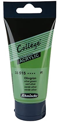 Schmincke - College Acrylic, Olivgrün in 75 ml-Tube, 33515013, Acrylfarbe mit Künstler-Pigmenten in hoher Konzentration, deckend und lasierend, lichtecht, seidenmatt