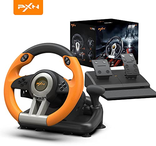 PXN Volante de carreras - Volante para juegos para PC, V3II de conducción de 180 grados Volante PC universal Usb Car Racing con pedal para PS4, PS3, Xbox Series X|S, Xbox One