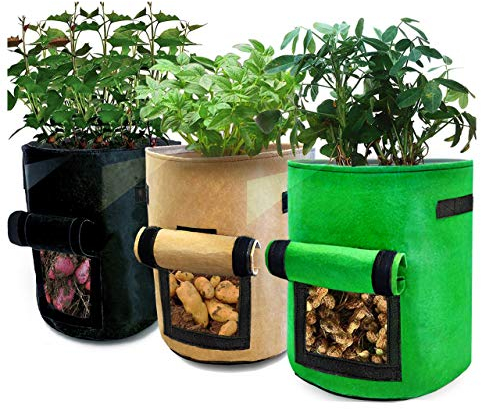 SENXINGYAN Pflanztaschen 3er Pack, Atmungsaktive Vliesstoff Pflanzsäcke, 10 Gallonen Pflanztasche mit Verstärktem Griff – Ideal für Kartoffeln, Erdbeeren, Erdnüsse, Blumen und Gemüse