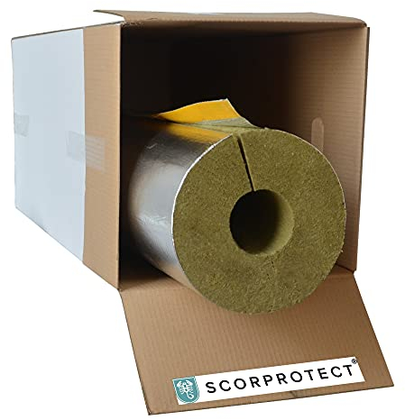 Tubo in cartone pieno rivestito in alluminio tubo isolante lana di roccia con 0.040 conducibilità termica (lana di roccia, 89 x 80 mm x 1 metro)