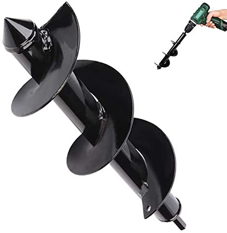 Taladro de mano inalámbrico para jardín, de acero, para jardín, espiral, taladradora de tierra, herramienta de excavación para plantar, bulbos, semilleros (30 x 8 cm)