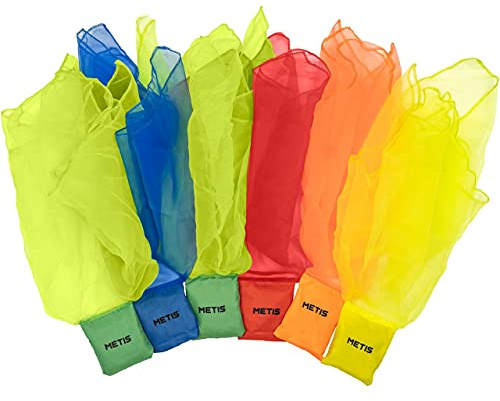 METIS Foulards Jonglage Lestés [Pack de 6] - Set de Foulards Jonglage à Poids en Mousseline de Soie - Jouet Sensoriel, Kit de Jonglage, Écharpe de la Danse