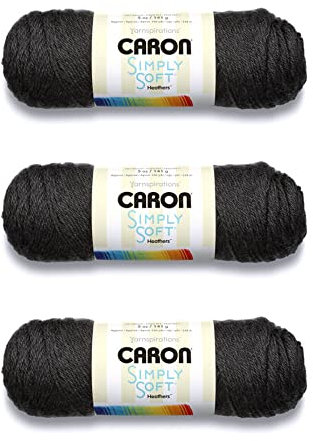 Caron Simply Soft Charcoal Heather Yarn - 3 Pack of 141g/5oz - Acrylic - 4 Medium (Worsted) - 250 Yards - Knitting/Crochet