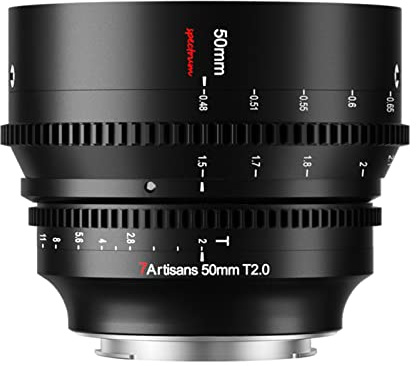 7artisans 50mm T2.0 Cine Lens for Sony E Mount Camera,Full Frame Large Aperture Mirrorless Camera Lenses