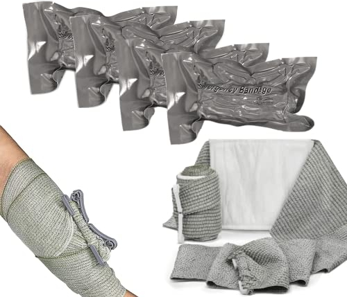 Bocguy 4 Pezzi Benda Israeliana, Compressione Trauma Medicazione per Ferite Benda di Emergenza Israeliana, Laccio Emostatico per Kit Pronto Soccorso Militare, Forniture di Emergenza All'Aperto