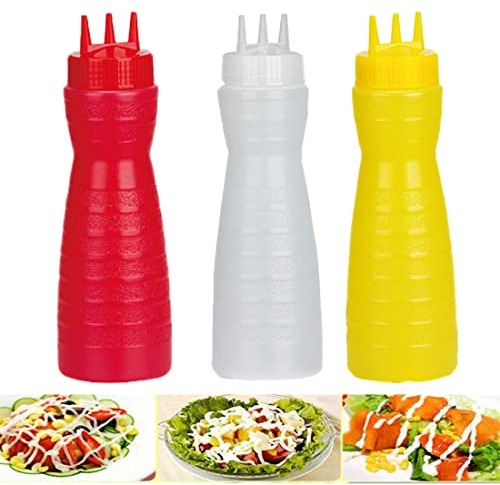 FSONA Quetschflasche, 550 ml, Kunststoff-Quetschflaschen für heiße Saucen, Barbecue-Sauce, Öl, Gewürze, Salatdressings, Senf, Mayo (Typ A)