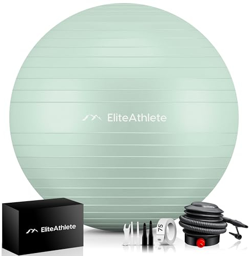 EliteAthlete Gymnastikball Sitzball Büro ergonomisch mit Anti Burst System - Fitness Pilates Schwangerschaft - Schwangerschaftsball Fitnessball Yogaball - Yoga Ball 65cm inkl. Luftpumpe