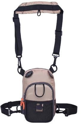Raprance Sac de poitrine pour pêche à la mouche pour activités de plein air (Kaki), kaki, Réglable, Pêche à la