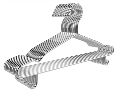 Koja Premium 16.5 inch 304 Stainless Steel 4.0mm Clothes,Coat Hangers with Hooks, Heavy Duty Metal Hangers, Non-Slip, Space-Saving, Durable Closet Organizer for Shirts, Jackets, Suits, Pants 10-Pack