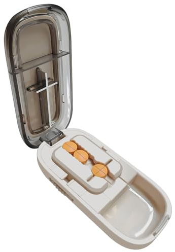 Pill Cutter for Cutting Multiple Pills, 1/2 1/4 Pill Splitter for Large, Small and Tiny Pills, with Improved Sharp Blade, Adjustable Centering Device