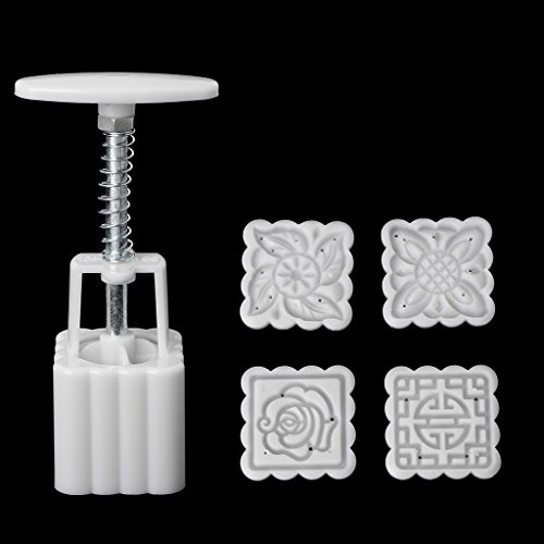 Lot de 5 tampons carrés de 50 g - Fleur et lune - Moule à gâteau - Outil de pâtisserie - Accessoires de pâtisserie