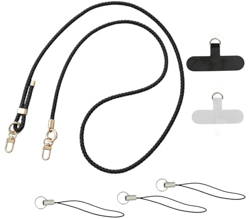 Rieoany Laccetto per Cellulare, Cordino Telefono, Cordino Telefono Collo, Compatibile con Smartphone e Chiavi, 2 Toppe + 3 Piccoli Cordini, Adatti Pper L'uso Quotidiano e le Attività All'aperto