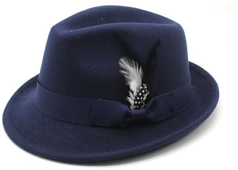 Deluxe Oktoberfest Hat Brown German Alpine Fedora Bavarian Hat With Feather,One Size - Ideal For Fancy Dress Accessory,Oktoberfest,World Book Week Outfit (1, Navy, One Size)
