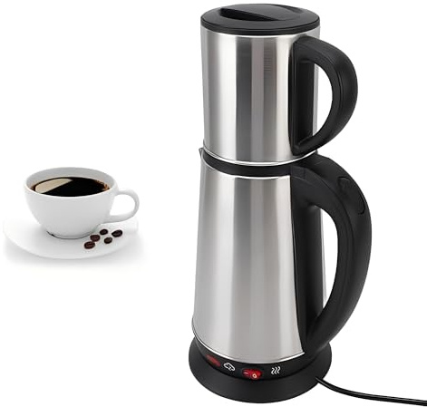 LICAEVEY Ensemble de Bouilloire électrique Turque avec Théière de 1 L et Bouilloire de 2 L, Double Bouilloire en Acier Inoxydable avec Infuseur Amovible pour un Usage Domestique (Prise UE 220V)