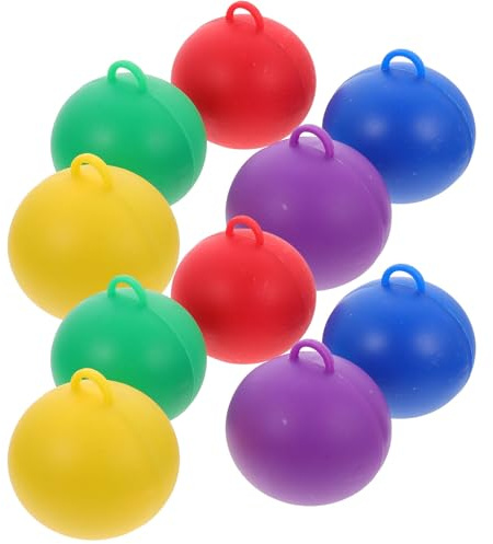 HEALEEP Pesas de Globos Reutilizables 10 Piezas de Plástico Multicolor (morado, Rojo, Amarillo, Azul, Verde) para Globos de Helio y Látex en Fiestas y Celebraciones