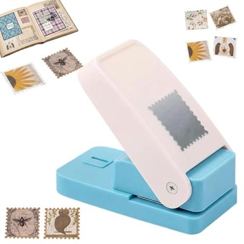 Manual Square Paper Punch, Portable Stamp Punch Cutter Tool for Scrapbooking, Card Making, DIY Tab Making & File Sorting - Corner Cutter for Creative Crafts (silver-white)