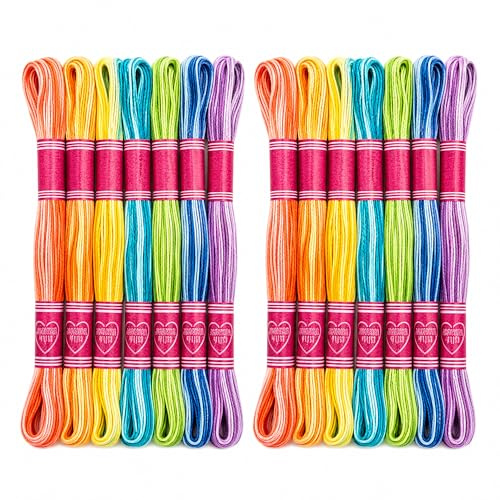 2 Pcs Variegated Embroidery Thread, 8 Strand 8 m Ombre Floss