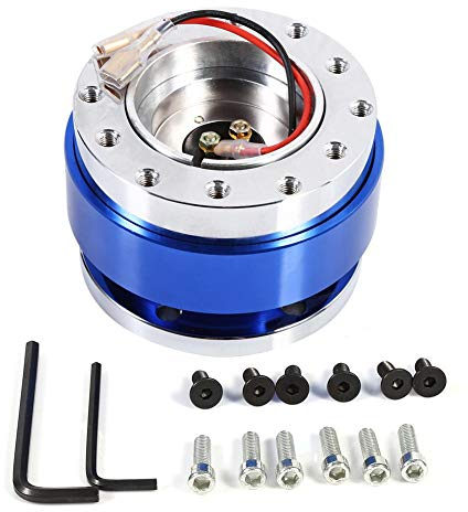 Qiilu Snap Off Lenkrad Universal Schnellspanner Nabenadapter für 6 Loch Bolzen Lenkrad Delle Kit Blau