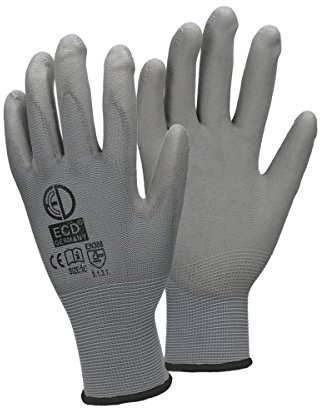 ECD Germany 12 Paar Arbeitshandschuhe mit PU-Beschichtung, Größe 7-S, Grau, atmungsaktiv, rutschfest, robust, Mechanikerhandschuhe Montagehandschuhe Schutzhandschuhe Gartenhandschuhe Handschuhe