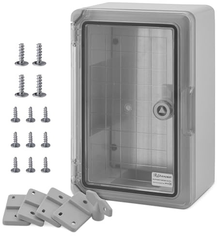 BOXEXPERT® Verteilerkasten außen wasserdicht [ABS Kunststoff IP65 Gehäuse inkl. Sichttür] grau (Serie Fleet) 300x200x130mm | Schaltschrank außen | Wandschrank | Industriegehäuse | Leergehäuse
