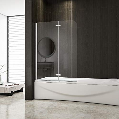 AICA SANITARIOS Mampara Plegable de Bañera con Bisagra Cristal Templado Antical 6mm 90x140cm