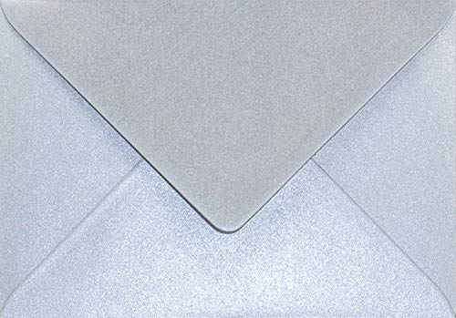 Netuno 100 Umschläge Perlmutt-Silber DIN B6 125x 175 mm 120g Aster Metallic Silver silberne Briefumschläge schick edel Briefkuverts schön für Einladungs-Karten Hochzeit Geburtstag Weihnachten