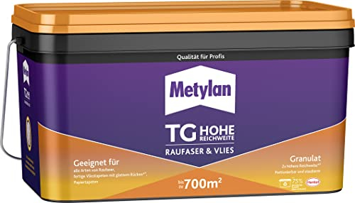 Metylan TG Hohe Reichweite Raufaser und Vlies Granulat, Tapetenkleister für Raufaser-, Papier und Vliestapeten, einfach anzuwendender Kleister, transparent, 1x5kg