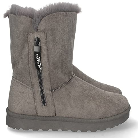 shoes&blues.es Botin Australiano para Mujer, Comodos y Calentitos, Forrado con Pelo Interior, y Detalle de Cremallera, Otono Invierno 2022