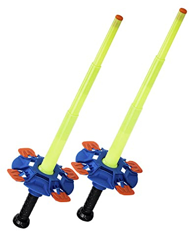 NERF Fencing Duel Swords Set - Kids Retractable Fencing Swords - Integrated Knockdown Targets - Glow in The Dark Light Up for Play Duels - 2 Player Game for Kids