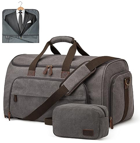 S-Zone Bolsa de Equipaje de Mano para Viajes, Bolsa de Ropa Convertible, Bolsa de Viaje, Bolsa de Traje para Hombres y Mujeres, 2 en 1, Maleta Colgante, Bolsa de Viaje de Negocios con Neceser, Gris