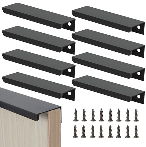 Heveer Tiradores de Muebles Negro Tiradores Ocultos para Armarios 120mm con Tornillos para Puerta de Armario Cajones 8 Piezas