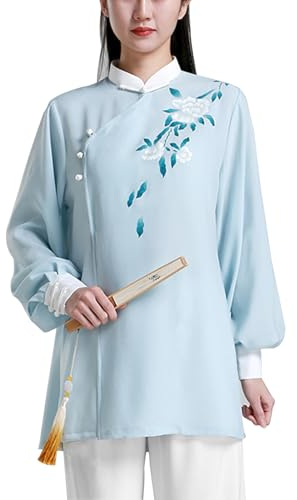 MACITA Damen Tai Chi Uniformkleidung - Chinesische Traditionelle Kampfkunstflügel Chun Shaolin Kung Fu Training Kleidung Und Hosen Blue-S