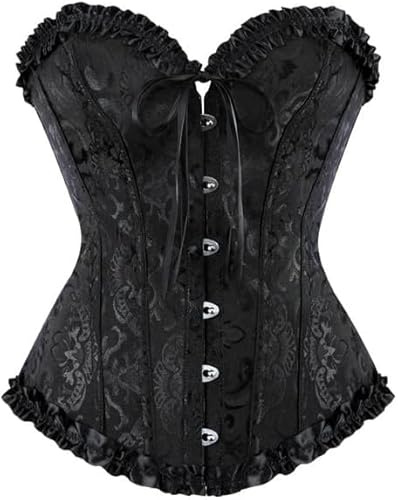 Top de Corsé para Mujer con Mangas y Cintura, Tirolés, Blusa Tradicional, Camiseta (S/UK=4, 1093 Blanco), 819-Negro, M