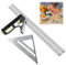 2-Piece Set Square Tool, Incl 11.81inch/300mm Combination Square With Spirit Level, And A Silver 7-Inch Imperial Triangle Ruler At 90 Degrees For Accurate And Adjustable Woodworking Measurement