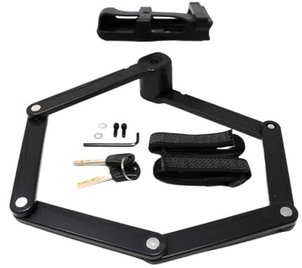 Stahlex Lucchetto pieghevole 501 – 85 cm con chiave e supporto, pieghevole e compatto, in acciaio temprato, sicuro per e-bike, MTB, bici da trekking e City Bike