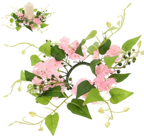 jojofuny Ghirlanda per Candele Fiori Artificiali Rosa in Plastico e Tessuto, Decorazione da Parete o Porta per Matrimonio e Festa di Ringraziamento