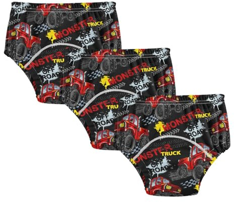 Caihoyu Little Boys Sleep Training Pants Absorb Water Overnight Potty Training Underwear Pants Shorts Underwear for Kids 2T Big Red Truck Monster
