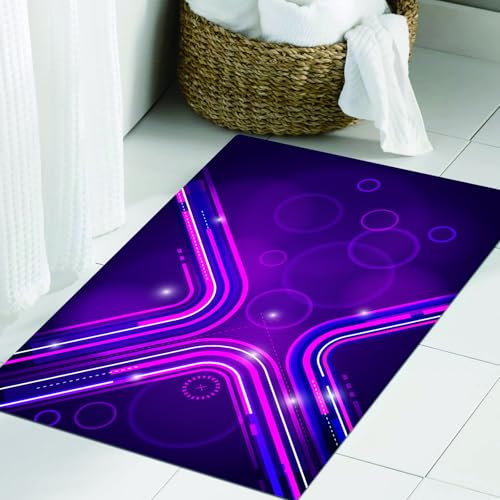 JHAOUNUK Weich Badezimmerteppich 40x60cm,Aubergine, Lila Abstrakte Parallele Linien in Einer Violetten Umgebung,rutschfest waschbar Badematte Flauschige Badteppich Saugfähig Badvorleger Duschvorleger