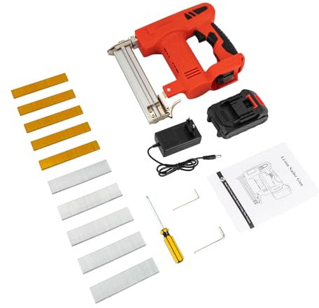 Pistola de uñas de 100 W con batería y cargador, grapadora eléctrica 2 en 1, grapadora eléctrica para madera y proyectos de bricolaje, 80 pcs/min, clavadora inalámbrica para tapicería de carpintería
